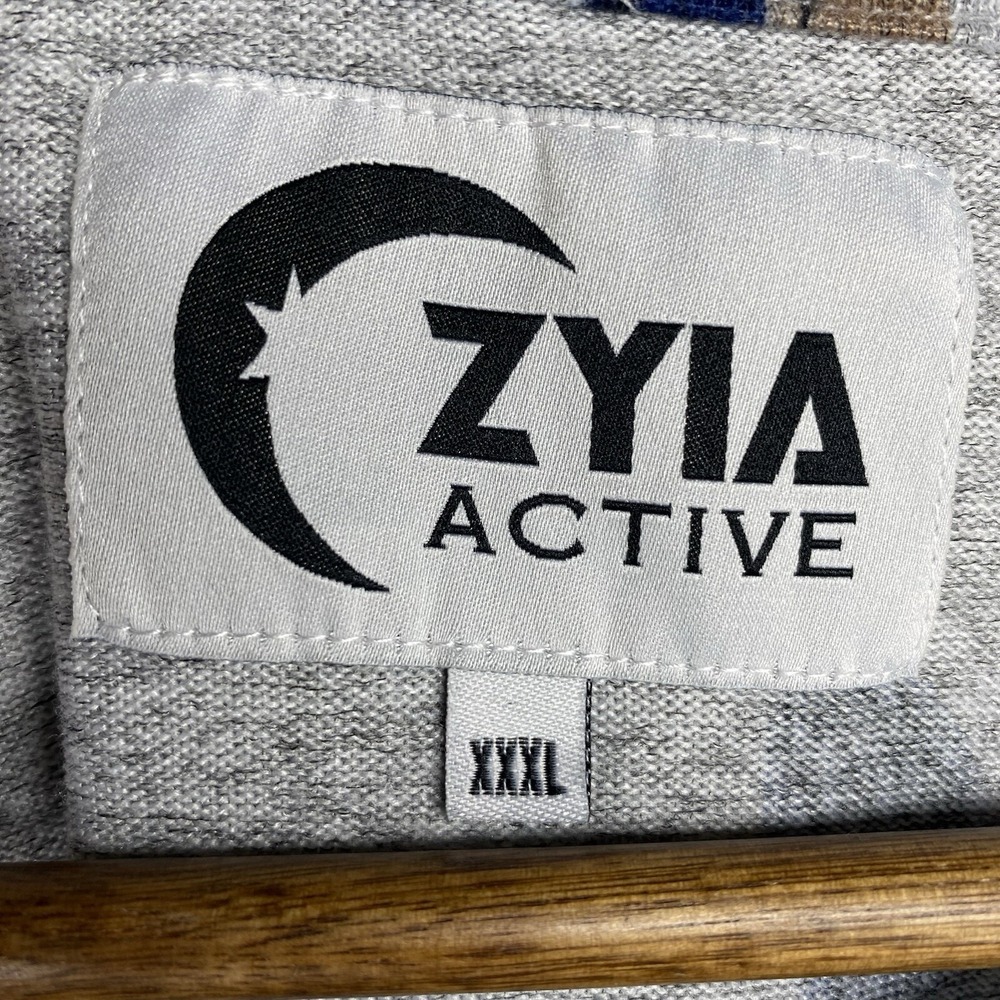 Zyia Active Sweatshirt Womens XXXL 3X Gray Blue Floral Cropped Dropped Shoulder - Picture 4 of 9